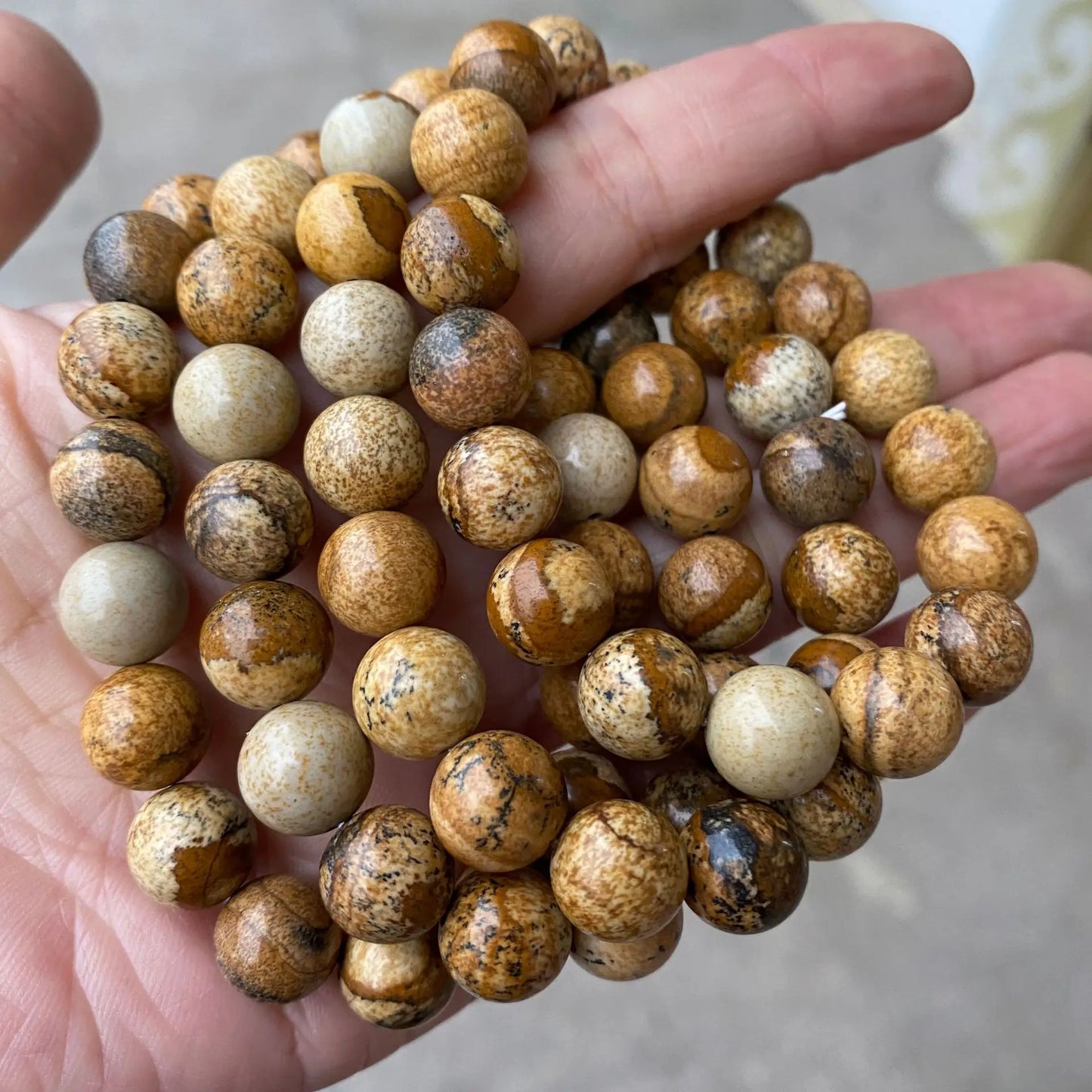 Hemasa  Jasper Quartz Crystal Smooth Round  Beads Bracelet For Women /Yoga Gift