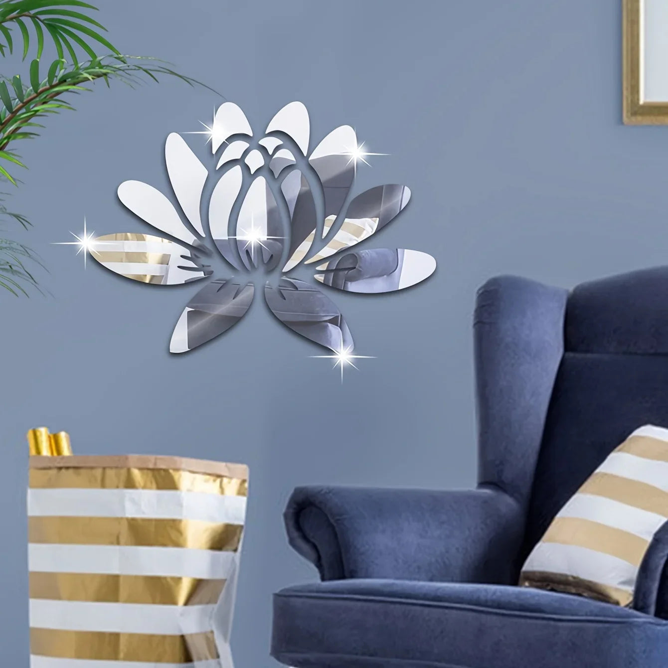 Hemasa Lotus Acrylic Mirror Wall Sticker Home Living Room Bedroom Office Hallway Wall Decorations Mirror Reflective Wall Sticker