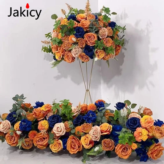 Artificial Flower Strip 60cm Flower Ball Event Table Runner Floral Arrangement Wedding Backdrop Decor Props Arch Flower String