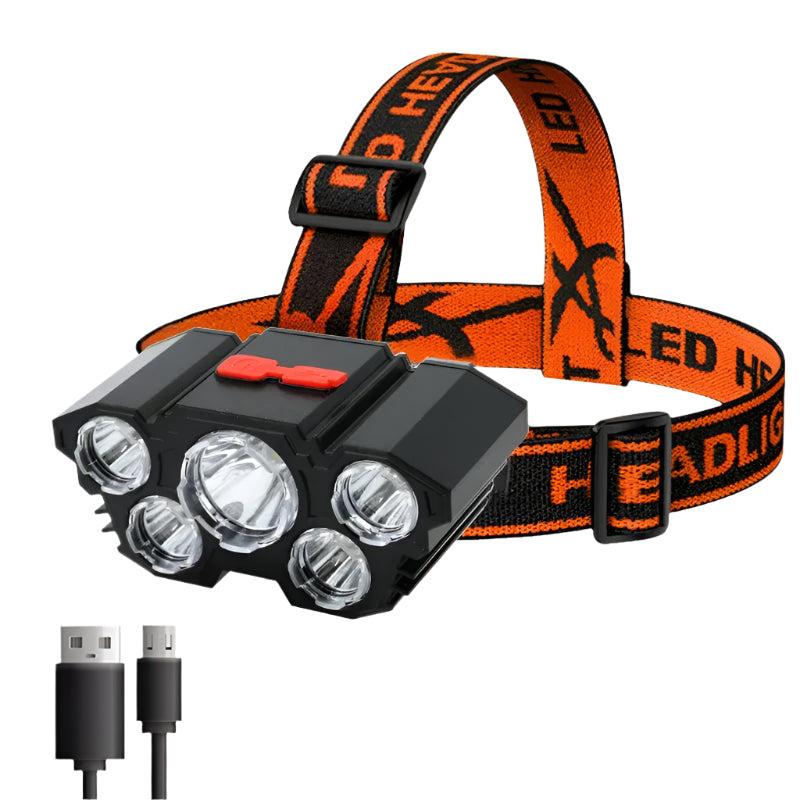 Hemasa H5 LED Flashlight Rechargeable with Built in Battery Strong Light Camping Head Light Headlamp