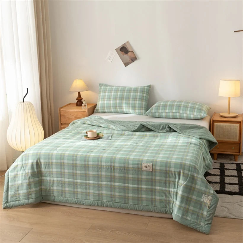 Tejesa Summer 100% Cotton Thin Quilt Comforter Soft Air Conditioning Quilt/Duvet/Blanket Lightweight Bed Cover Soft Bedding