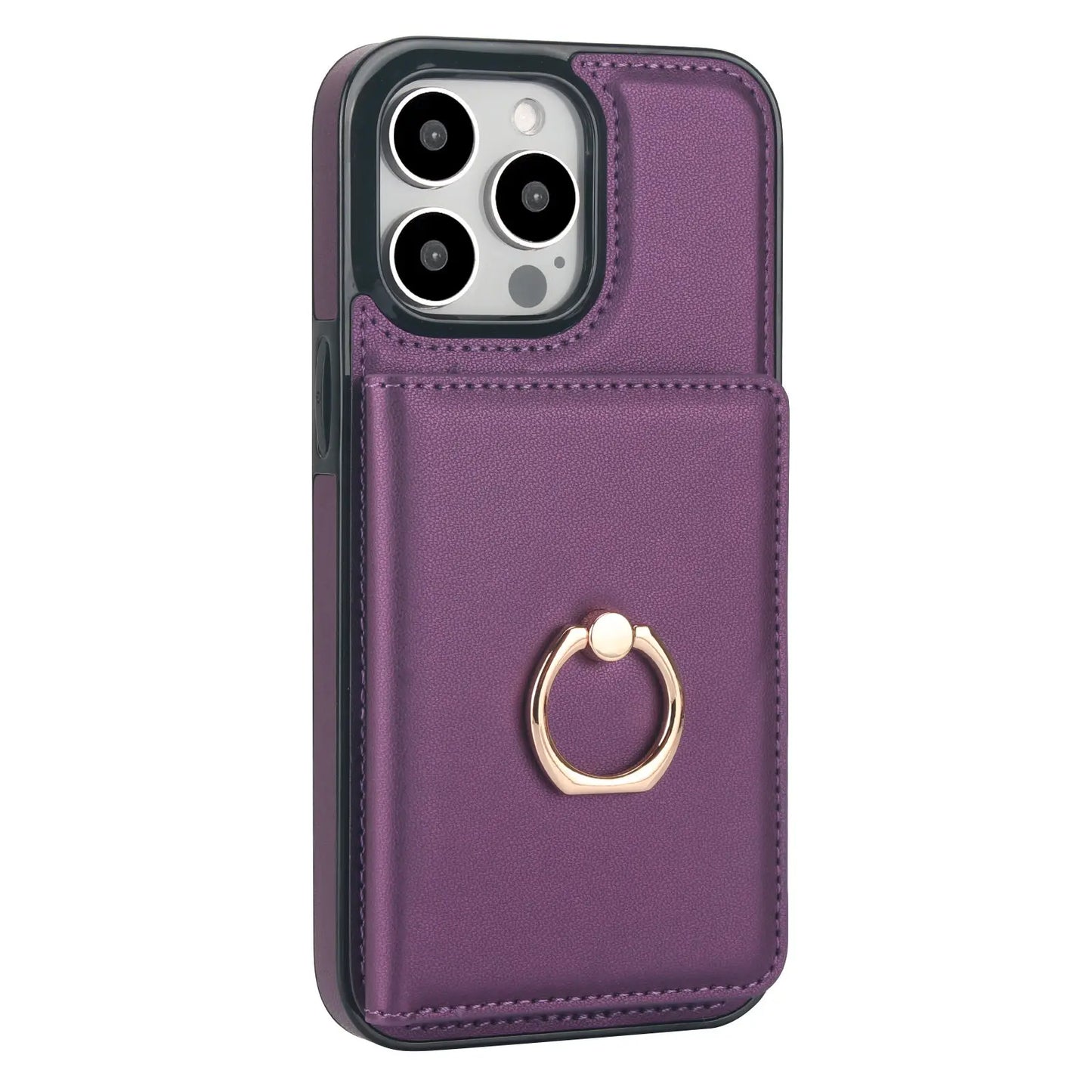 Wallet Case with Card Holder, 360° Rotation Ring Kickstand Magnetic Clasp for iPhone 16 15 14 13 12 11 Pro Max SE 2022 XR XS Max