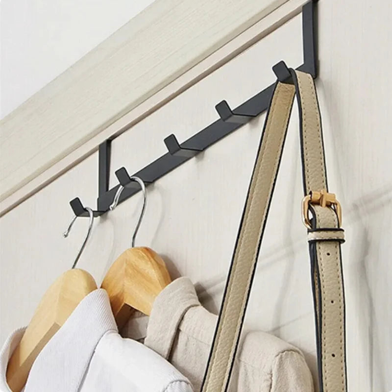 Hemasa Hooks Over The Door 5 Hooks Multifunctional Home Bathroom Organizer Rack Clothes Coat Hat Towel Hanger Bathroom Kitchen Supplies