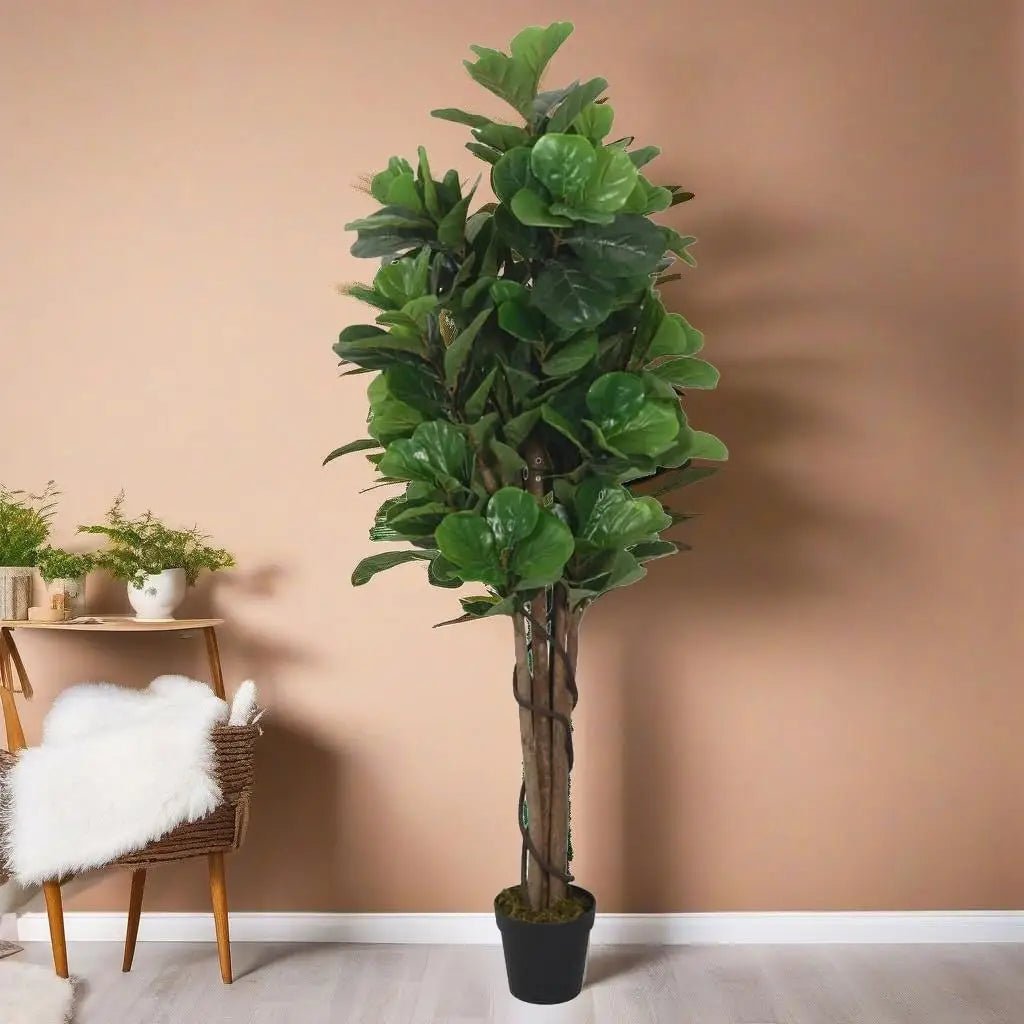 180cm Artificial Fiddle Leaf Fig Tree - 232 Realistic Green Leaves for Home Decor