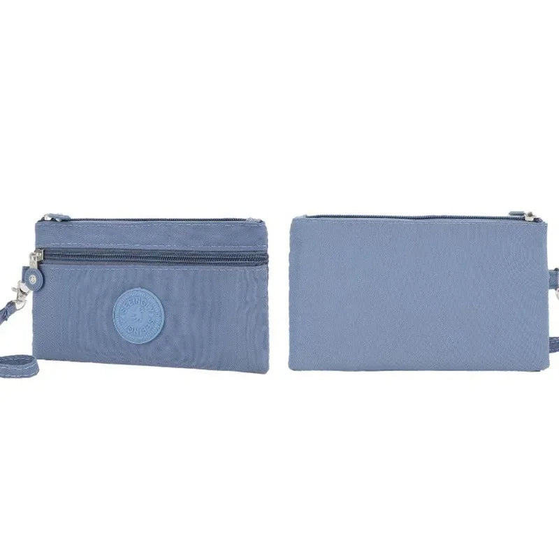 Hemasa Nylon Solid Color Long Short Bank ID Credit Card Wallet Coin Keys Bags Purse Earphone Storage Bag Purse Pouch Double Zipper