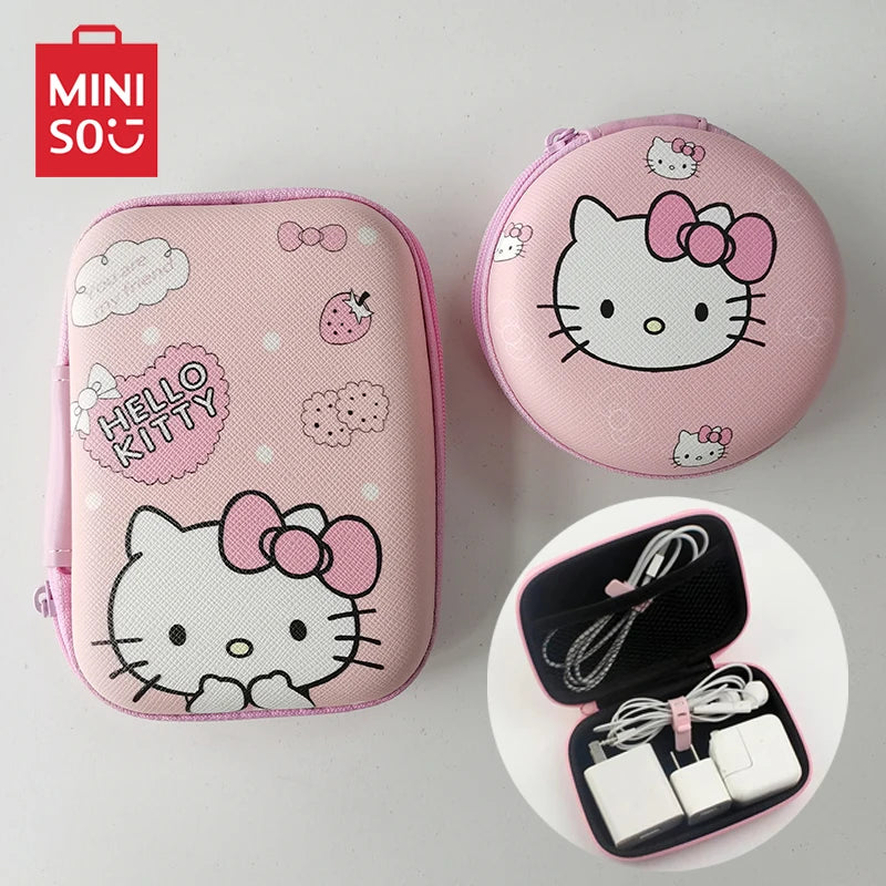 Hemasa Hello Kitty Charger Cable Storage Bags /Earphone Phone Data Line USB Storage Box Protector Case Coin Purses