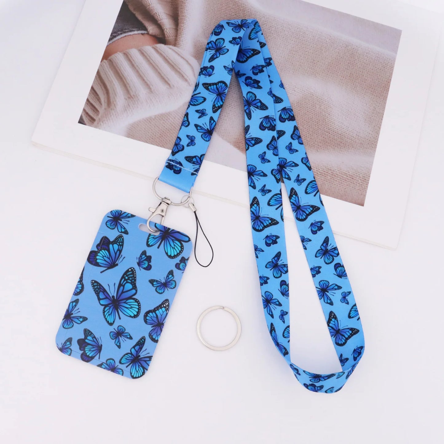 Tejesa Butterfly Teacher Lanyard with Id Holder  /Neck Strap for Keys/ Keychain Cell Phone Strap