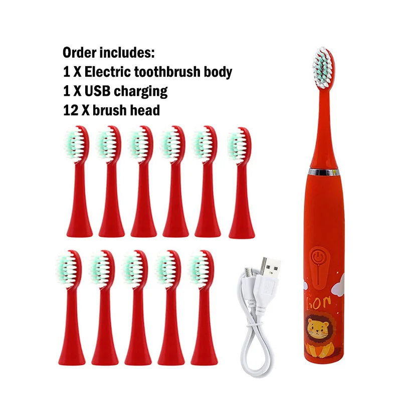 Children Sonic Electric Toothbrush Cartoon Kids With Replace The Toothbrush Head Ultrasonic Electric Toothbrush Sonic Brush Head