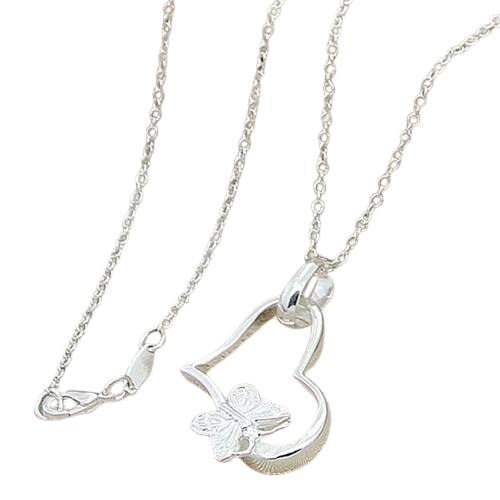 Hemasa 925 Sterling Silver Butterfly Heart Pendant Necklace 18 Inch Chain For Woman Fashion Wedding Engagement Charm Jewelry