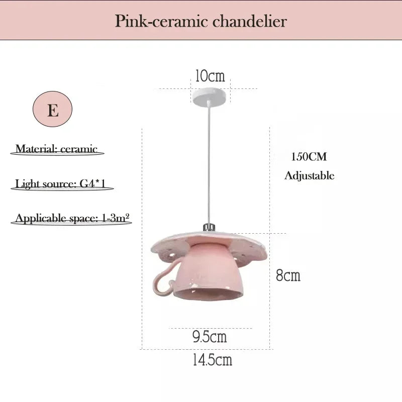 Chinese Style Flower Ceramic Cup Chandeliers Dining Room Dining Table Lamp Modern Creative home Decor Bedroom Bedside Chandelier