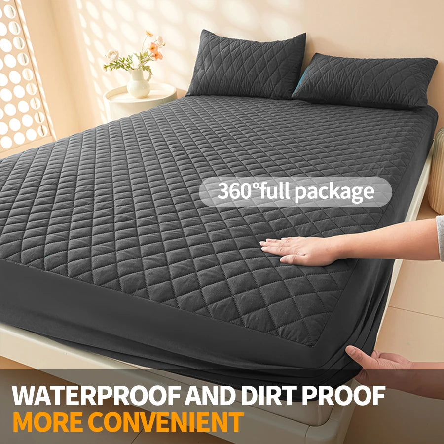 Anti-bacterial Fitted Sheet Waterproof Mattress Protector Queen King Quilted Thick Mattress Cover Bed Pad Cover( No Pillow case)