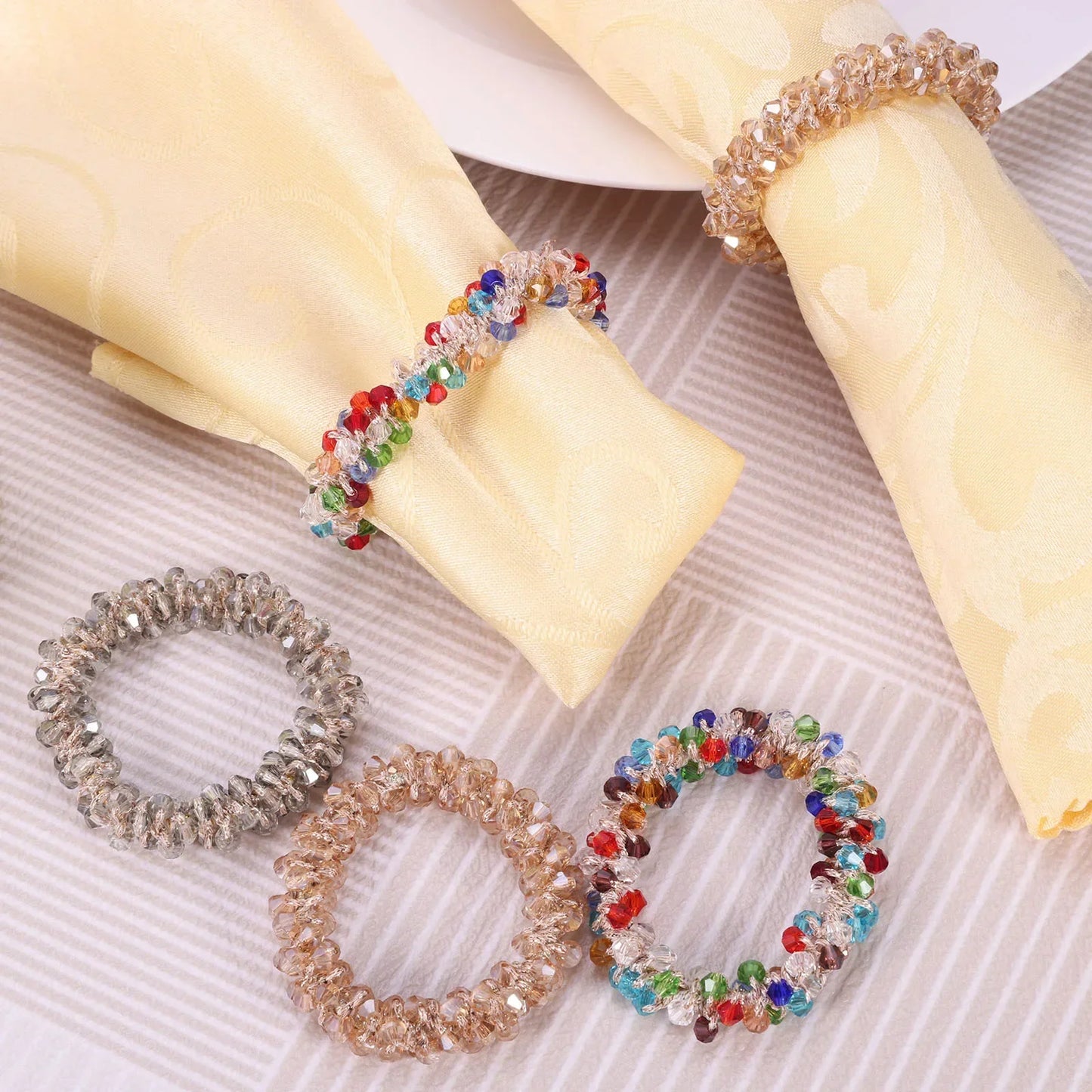 Hemasa 12pcs Creative Napkin Rings/ Crystal Beads Napkin Rings