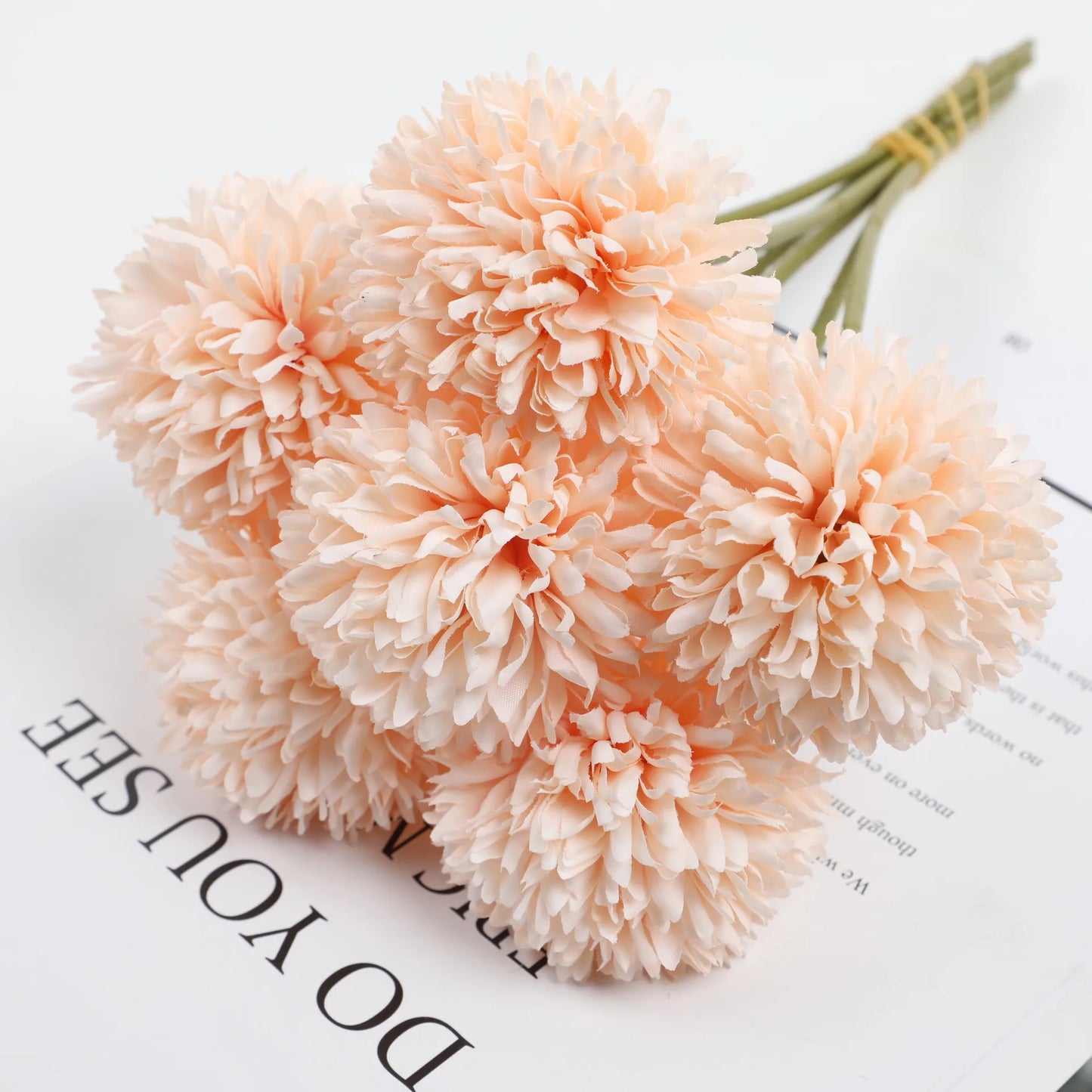 Tejesa 10 Pcs Artificial Flowers Faux Ball Chrysanthemum Bouquet Silk Wedding Bridal Bouquet For Home Garden Party Decoration