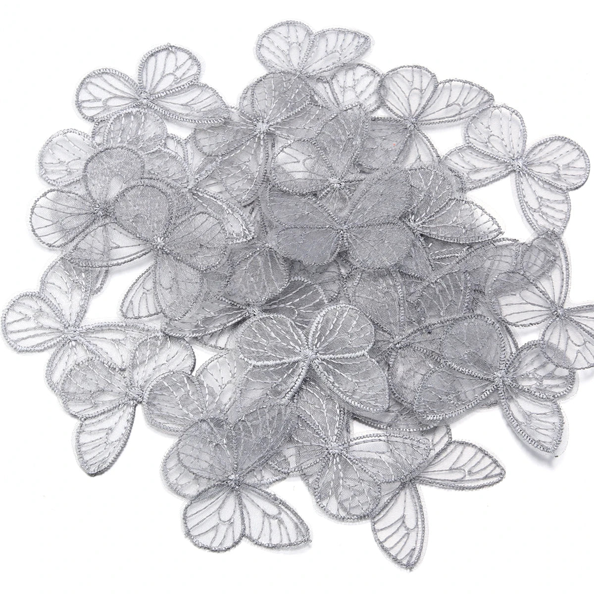20pcs Embroidered Mesh Butterfly 3.5x4.5cm Cloth Patch Appliques for DIY Clothes Headwear Sewing Supplies Hair Clips Accessories