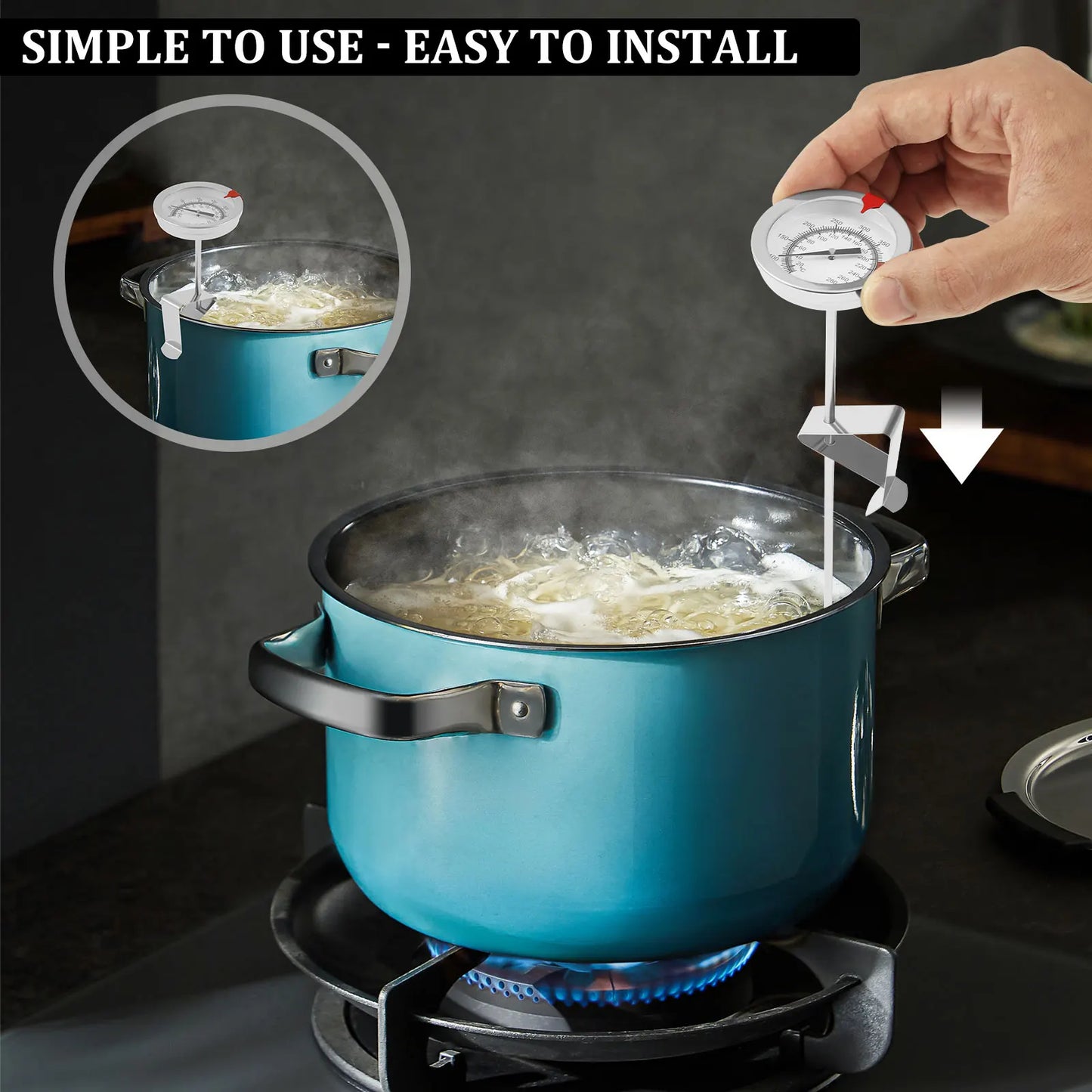Tejesa 4/2Pcs Kitchen Thermometer with Pot Clip 12 In Stainless Steel Long Stem Deep Fry Thermometer Candy BBQ Turkey Meat Thermometer