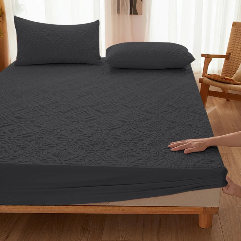 Waterproof Mattress Pad Queen King Mattress Protector Thick Mattress Cover Quilted Fitted Sheet Bed Pad Cover ( No Pillowcase)
