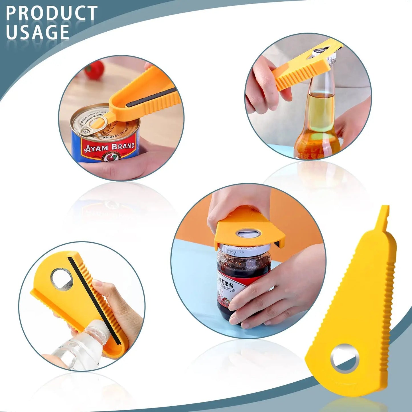 Hemasa Can Opener Multifunctional Bottle Opener Jar Opener for Beer Coke Jam Beverage
