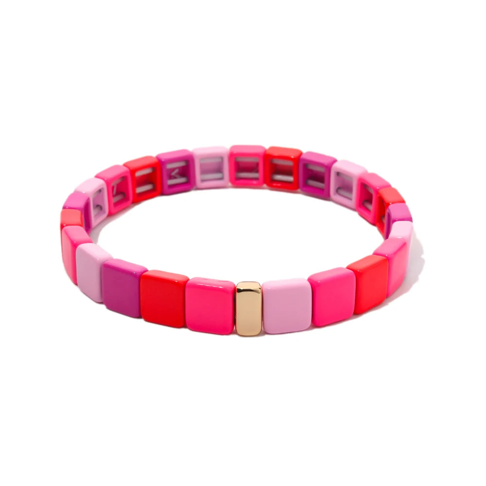Tejesa  Pink Enamel Beaded Bangle Bracelets For Women /Girls