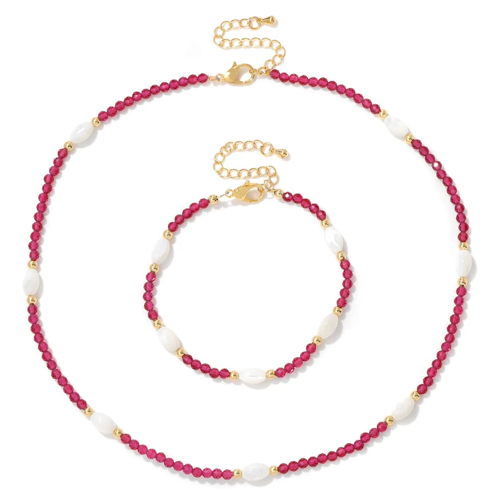 Fashion Natural Freshwater Pearl Necklace 3mm lapis lazuli Amethysts Quartzs Crystal Choker Bracelets Set Jewelry Women Gift