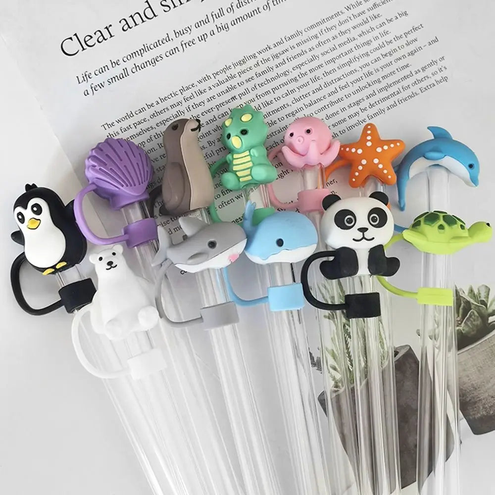 Hemasa 1PC Creative Reusable Silicone Straw Plug  / Drinking Dust Cap Dust-proof Straw  cups
