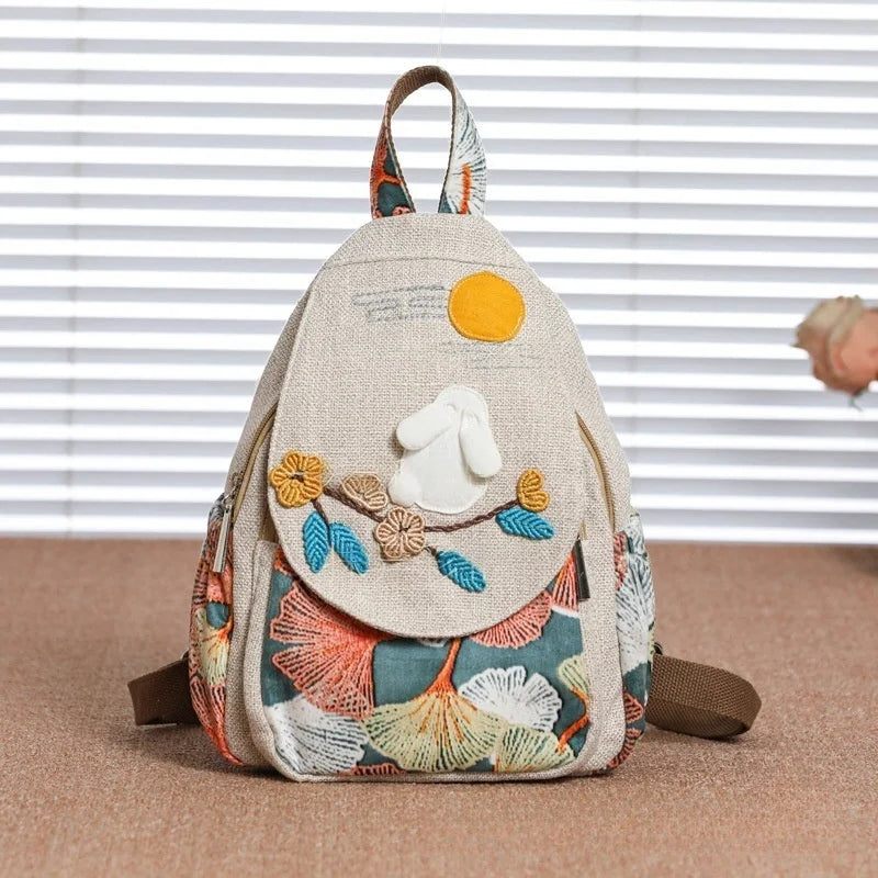 Luxury 3D Pumpkin Pattern Women Travel Backpack High Quality Linen Female Backpack Fashion Prettry Style Girls Daypack Backpack
