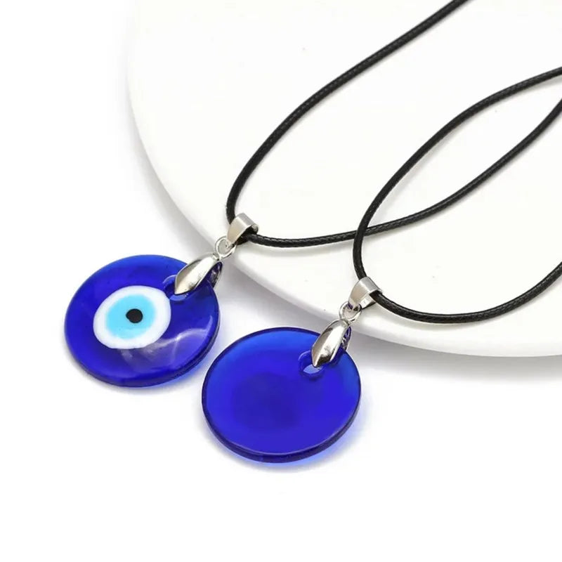 Vintage Turkish Evil Eye Pendant Choker Necklace Lucky Blue Evil Eyes Clavicle Chain Necklace Party Leather Rope Jewelry Gift