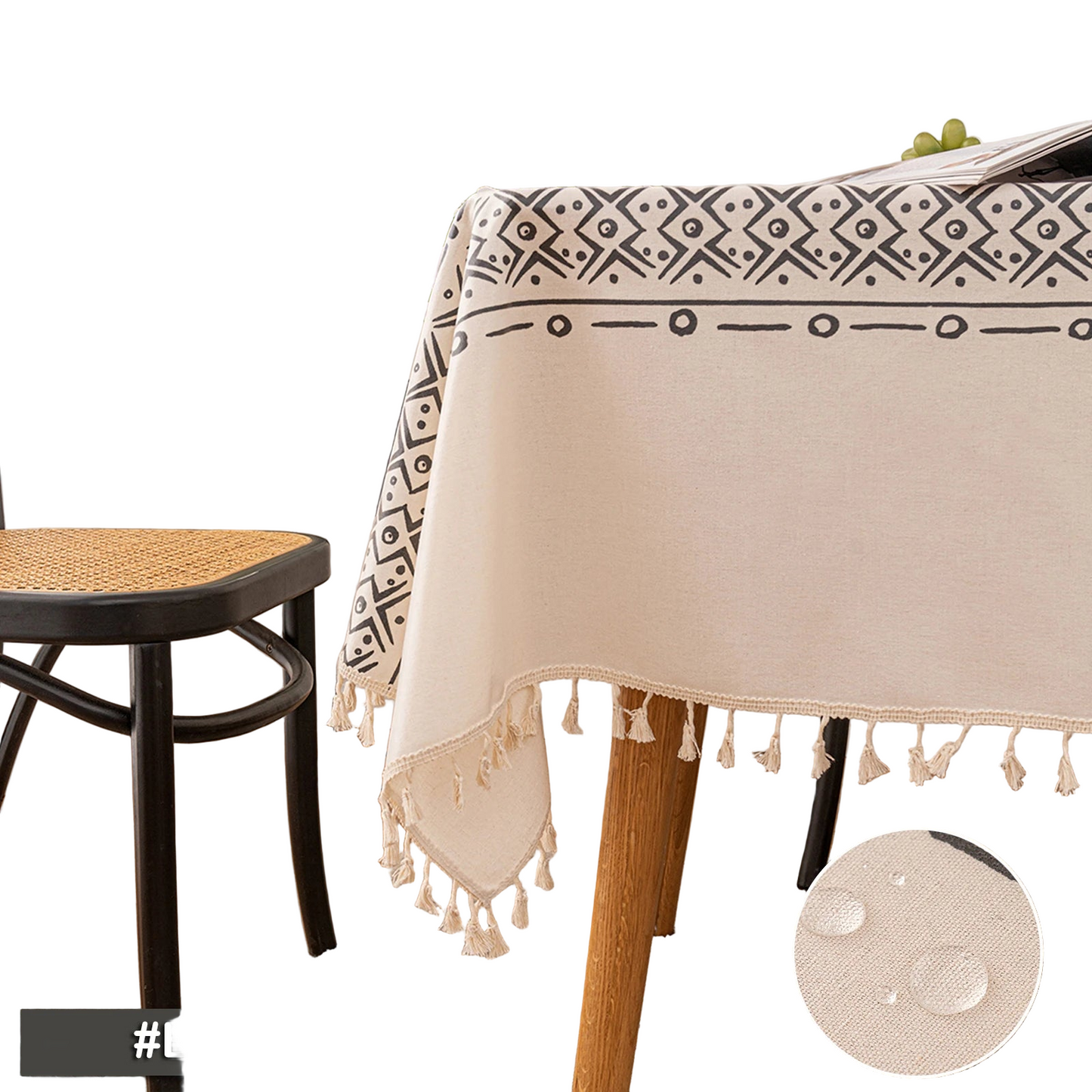 Tejesa  Cotton Linen  Tasse Waterproof Tablecloth /Patio/ Outdoor Wrinkle Free Table Protector Covers