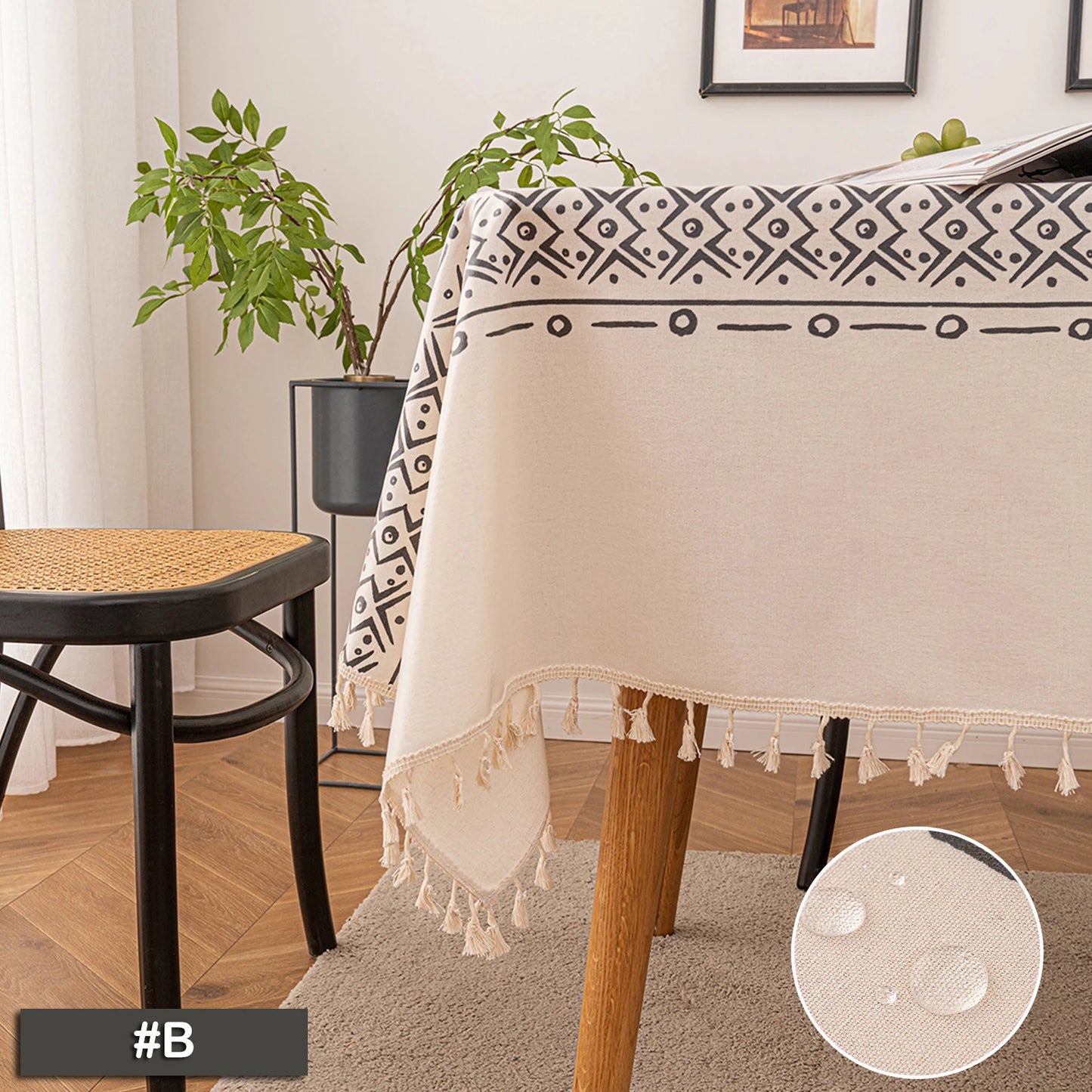 Tejesa  Cotton Linen  Tasse Waterproof Tablecloth /Patio/ Outdoor Wrinkle Free Table Protector Covers