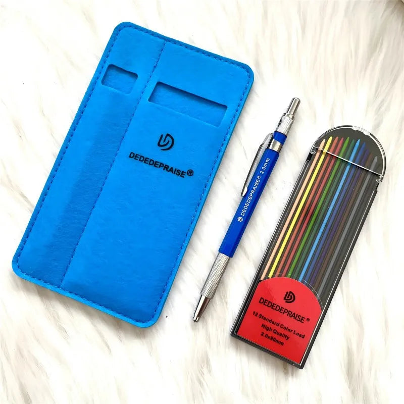 DEDEDEPRAISE Sketch 2.0MM Press Mechanical Pencil & 36colors Leads Drawing Colored Pencils Automatic Pencils Replacement Leads