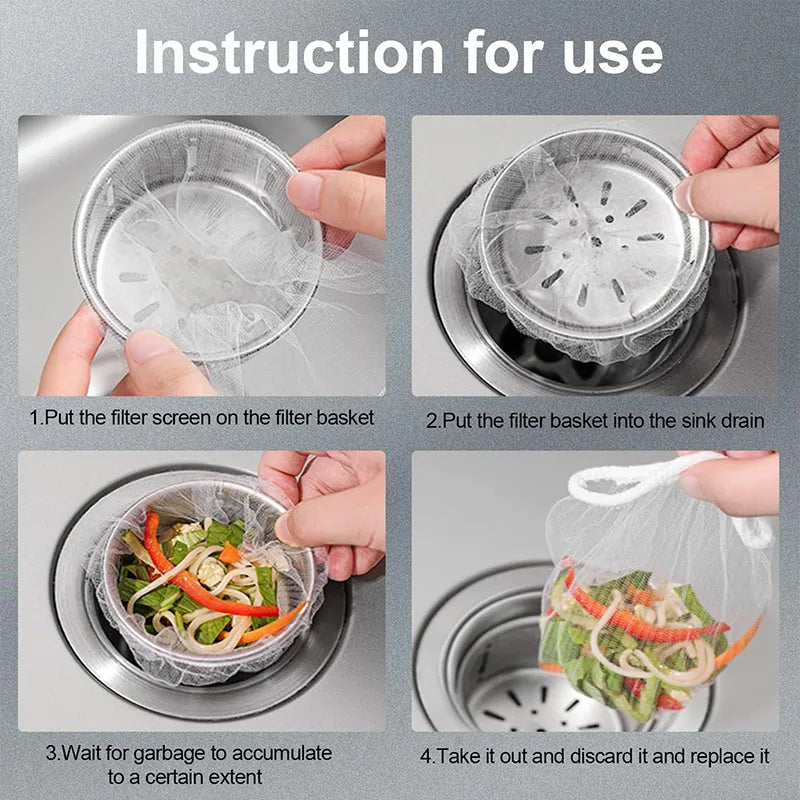 1000-30Pcs Disposable Sink Filter Anti-blocking Sink Strainer Sewer Mesh Garbage Bags Cleaning Strainer Net For Kitchen Bathroom