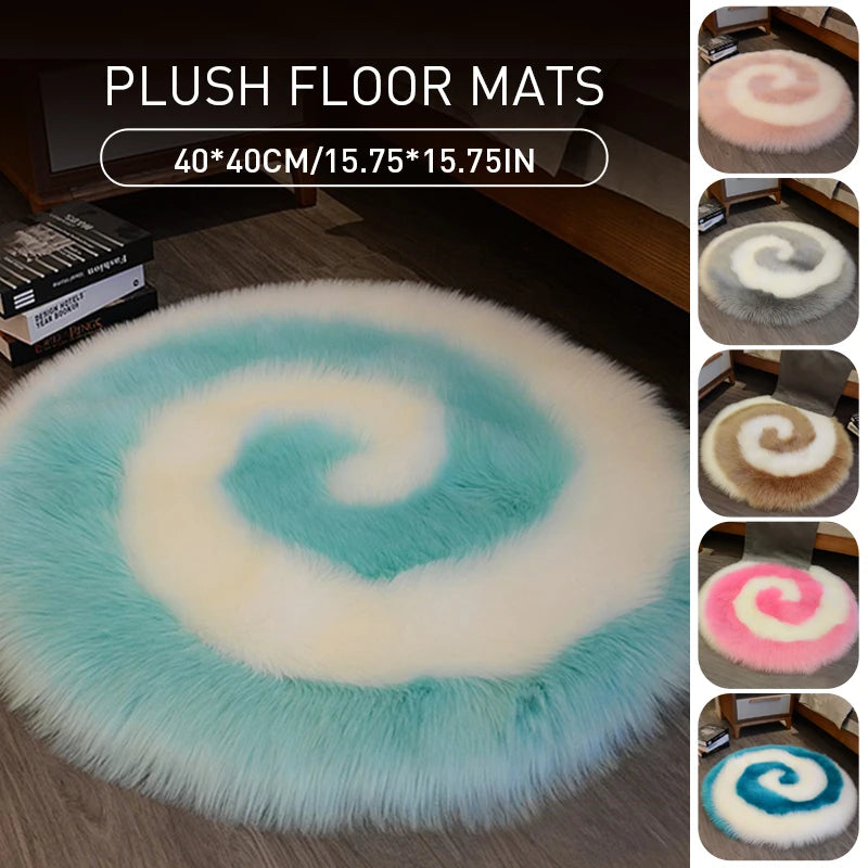 Soft Fluffy Faux Fur Rug Washable Mat Living Room Bedside Shaggy Fur Rugs Small Round Carpets Bedroom Floor Cushion Mats