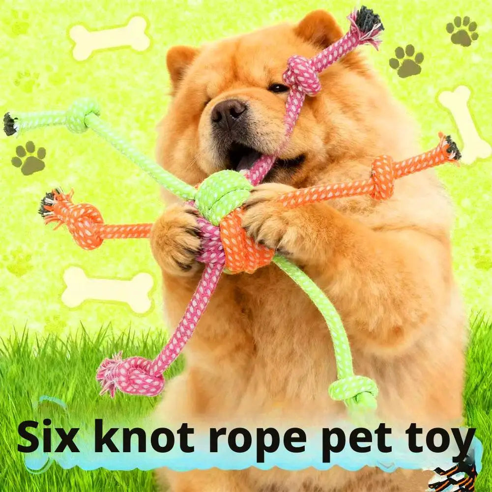 Tejesa Durable Bite-Resistant Interactive Knot Toy for Dogs- Chewable Rope with Green&Orange Fringes,Playful Design, Dog Toys