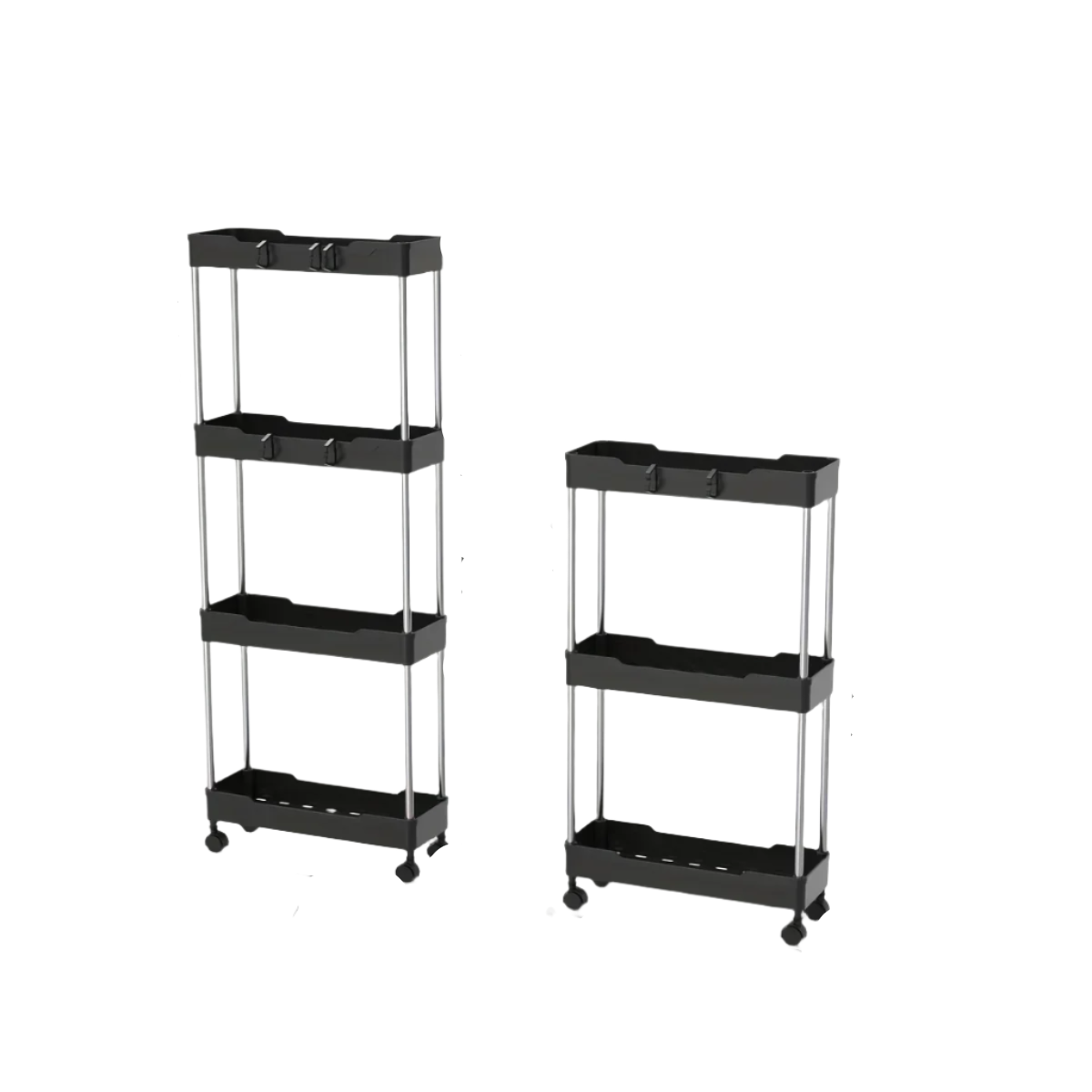 Hemasa Bathroom Storage Rack With Wheels 3/4 Layer Rolling Utility Cart Bathroom Storage Organizer Multi-purpose Corner Shelf