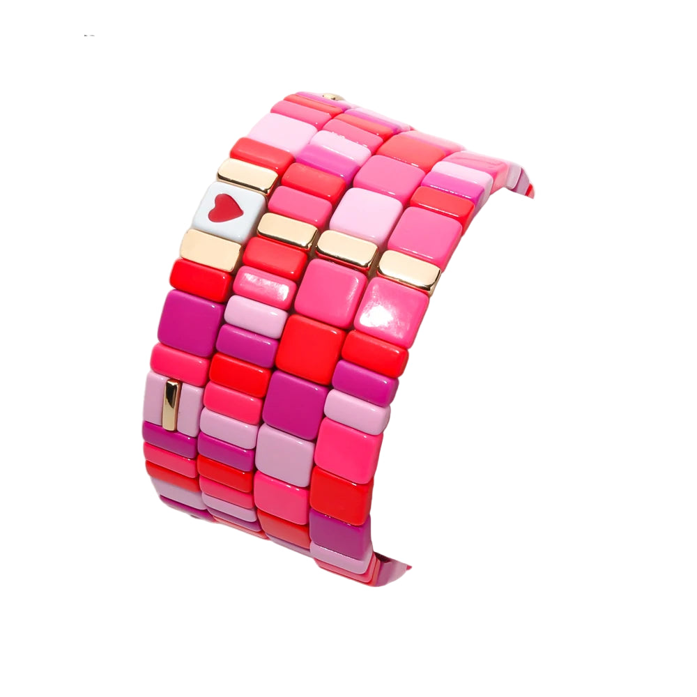 Tejesa  Pink Enamel Beaded Bangle Bracelets For Women /Girls
