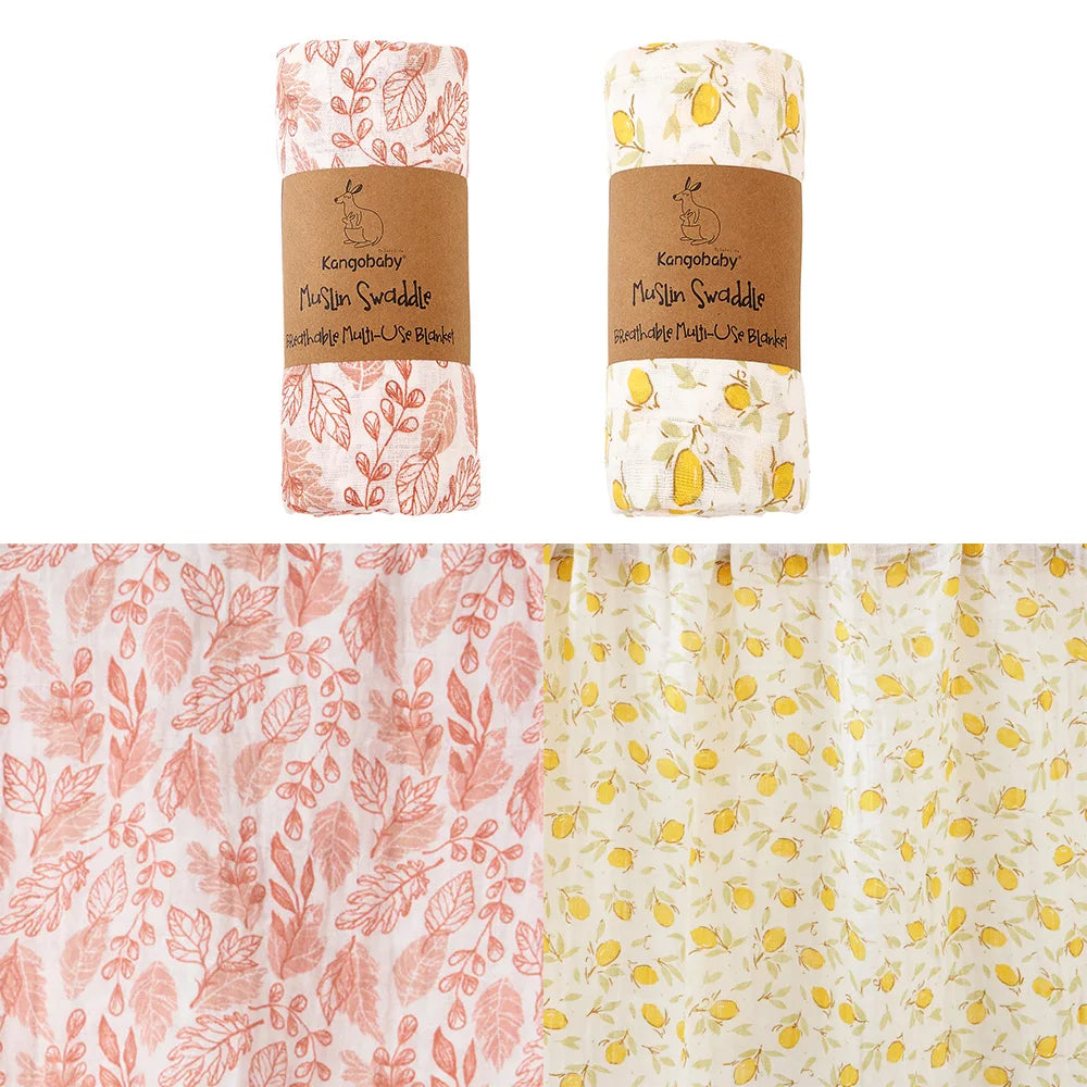 Tejesa 2pcs Set 100% Cotton Baby Muslin Swaddle Blanket / Newborn Bath Towel / Infant Wrap