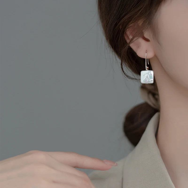 MODIAN Rainbow Acrylic Hook Earrings 925 Sterling Silver Big Square Shape Drop Earrings For Women Fine Jewerly Party Gifts