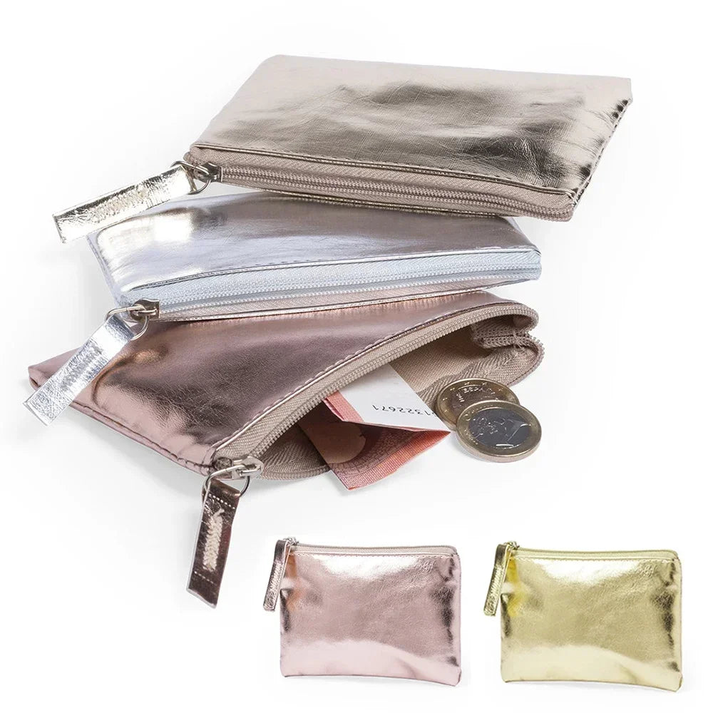 Hemasa Mini PU Leather Wallet Coin Purse Key Bag Key Holder Pocket Storage Bag Transparent Zipper Waterproof Portable Thin Coin Pouch
