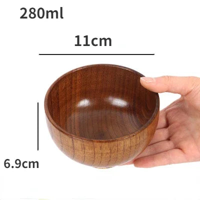 Hemasa Japanese Wooden Bowls Children Baby Adults Small Soup Bowls Solid Wood Salad Bowls