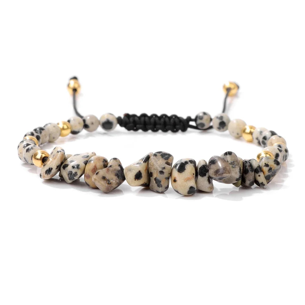 Tejesa Irregular Natural Gem Crystal Stone Beads Bracelet Braided Obsidian Aventurine Amethysts Aquamarin Opal Chip Bracelets For Women