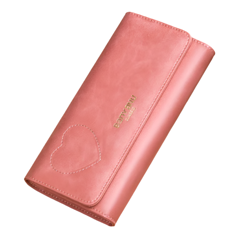 Genuine Leather Rfid Long Women Wallets Clutch Zipper Coin Pocket Female Cute Heart Wallet Card Holder Phone Bag New Women Purse