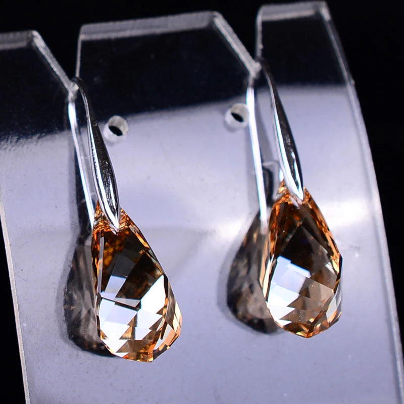 Simple Charm Rainbow Aesthetic Women Colour High-grade Crystal Earrings Trendy Water Drop Versatile Eardrop Best Friend Gift
