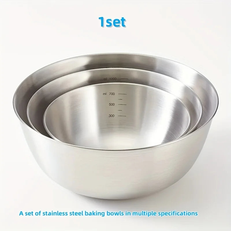 Tejesa 3pcs Stainless Steel Mixing Bowl Set/Cooking/ Baking/ Serving/ Kitchen/mixing Bowl