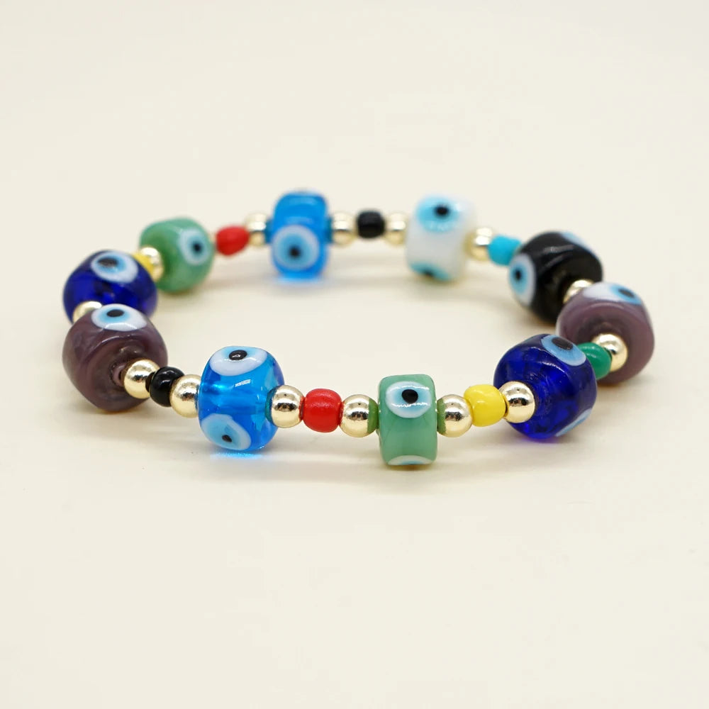 Men Eye Charm Bracelets Bohemia Beaded Bangle Fashion Jewelry Boho Beads Bracelet Accessories for Ladies Boy Girl Gift