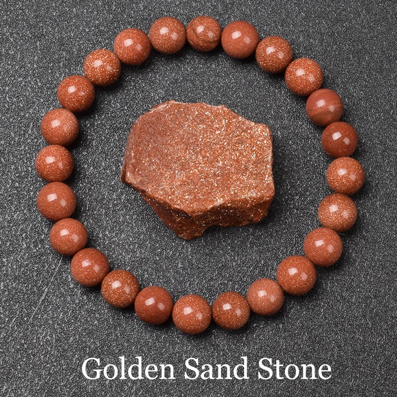 Tejesa Natural Golden Obsidian Stone Beads Bracelet Men Women/ Golden Light Rainbow Obsidian Raw Stone Round Bead Natural Energy Jewelry