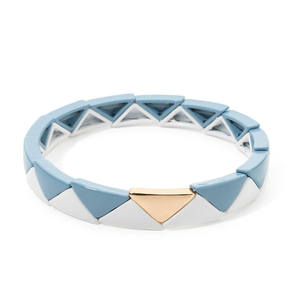 Tejesa 6.5x13mm Colorful  Triangle Enamel Elastic Beads Bracelets For Women/Girls