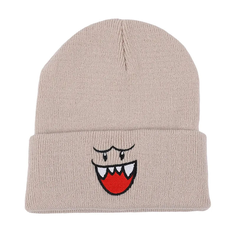 Tejesa Unisex Embroidered Knit Beanie Thickened Fleece Lined Winter Hat /Windproof Thermal Skull Cap For Men Women