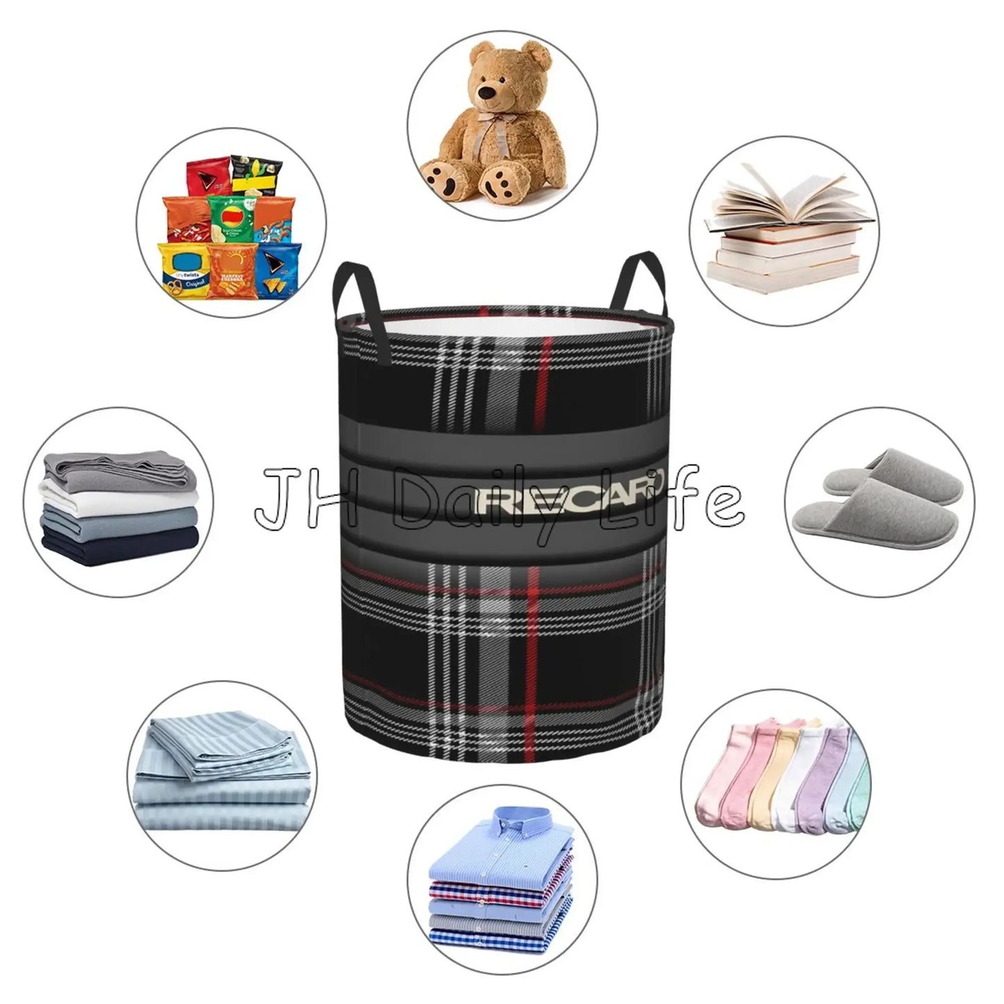 Recaros Logo Print Laundry Basket Foldable Clothes Hamper for Nursery Kids Toys Storage Bin Large Capacity Circular Hamper