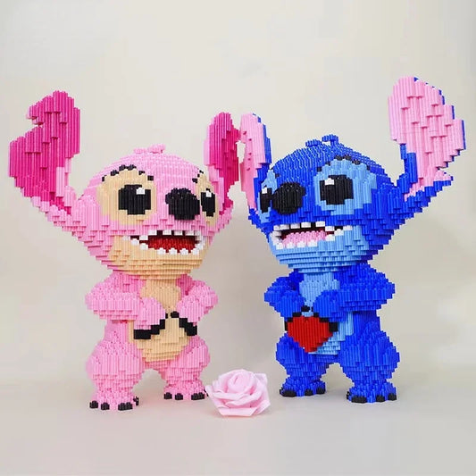 33CM Very Large Heart Shaped Stitch Building Block Toy Small Grain Brick for Kid Over 12 Years Adult Christmas Present