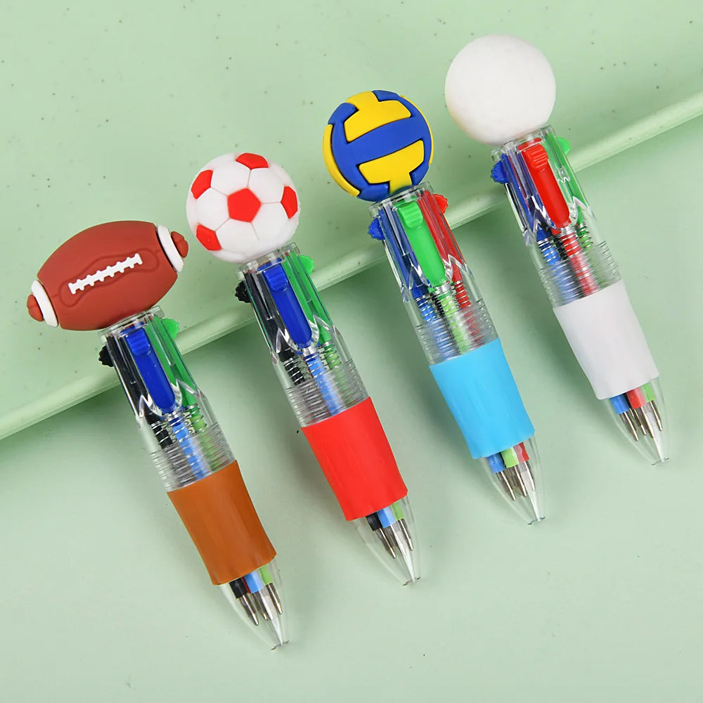 5-20Pcs Football Basketball Football Four Color Pens Football Party Carnival Birthday Wedding Guest New Year School Gift Prizes
