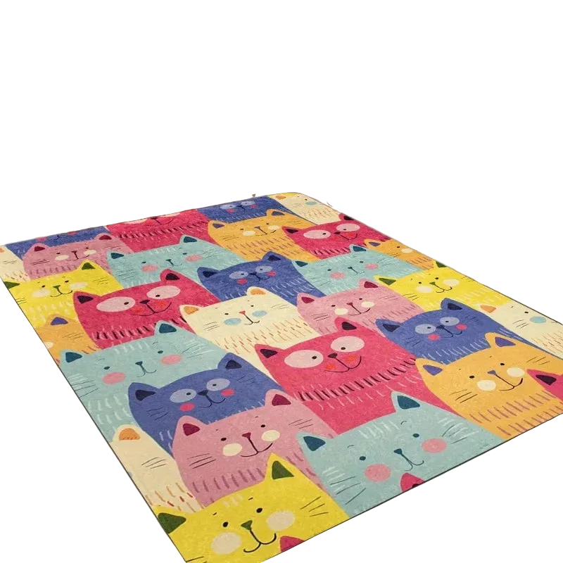 Hemasa Cute Cartoon Cat Pattern, Hippie, Large Size Area Rug, Sofa Coffee Table Rug Home Soft Area Rug, Teens Bedroom Decor Floor Mat
